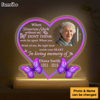 Personalized Memorial Photo I'm Right Here Inside Your Heart Plaque LED Lamp Night Light 31703 thumb 1