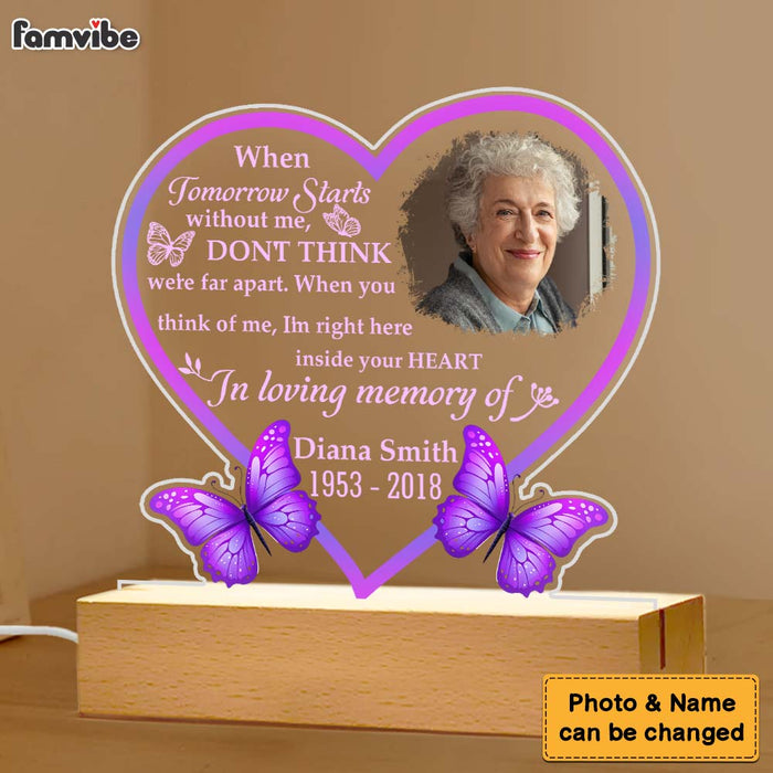 Personalized Memorial Photo I'm Right Here Inside Your Heart Plaque LED Lamp Night Light 31703 1