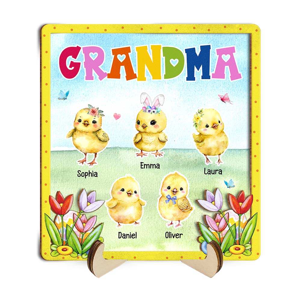 Personalized Gift For Grandma Easter Chicks 2 Layered Wooden Plaque 31714 Primary Mockup