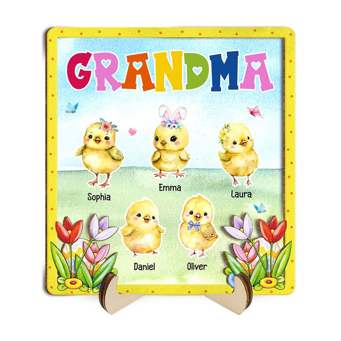 Personalized Gift For Grandma Easter Chicks 2 Layered Wooden Plaque 31714 1