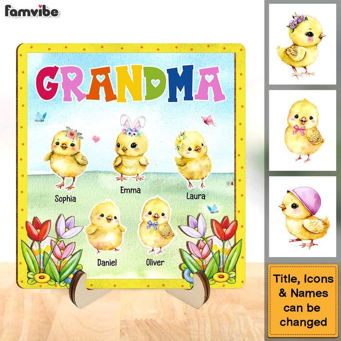 Personalized Gift For Grandma Easter Chicks 2 Layered Wooden Plaque 31714 1