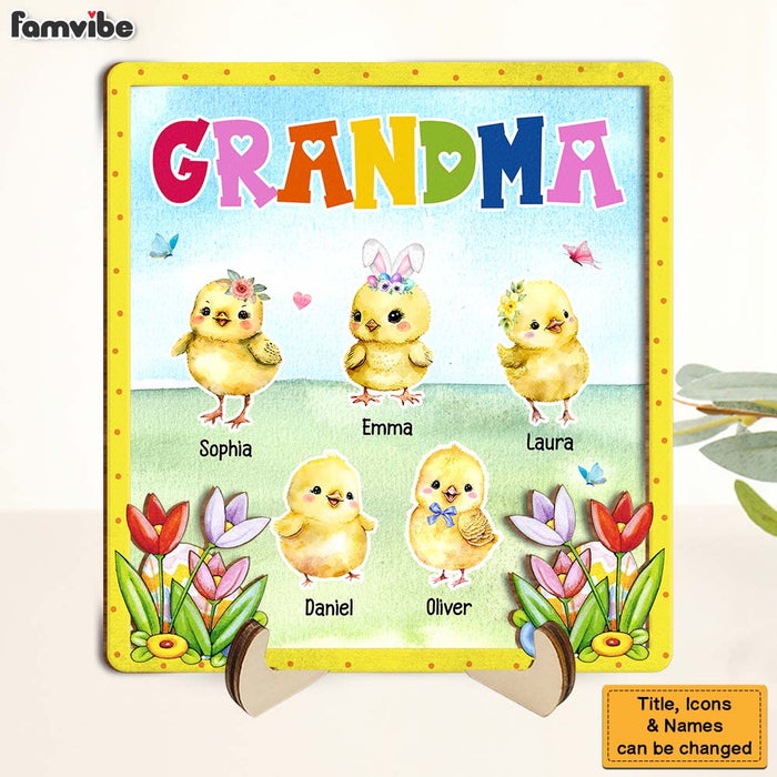 Personalized Gift For Grandma Easter Chicks 2 Layered Wooden Plaque 31714 1