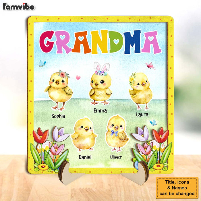 Personalized Gift For Grandma Easter Chicks 2 Layered Wooden Plaque 31714 1