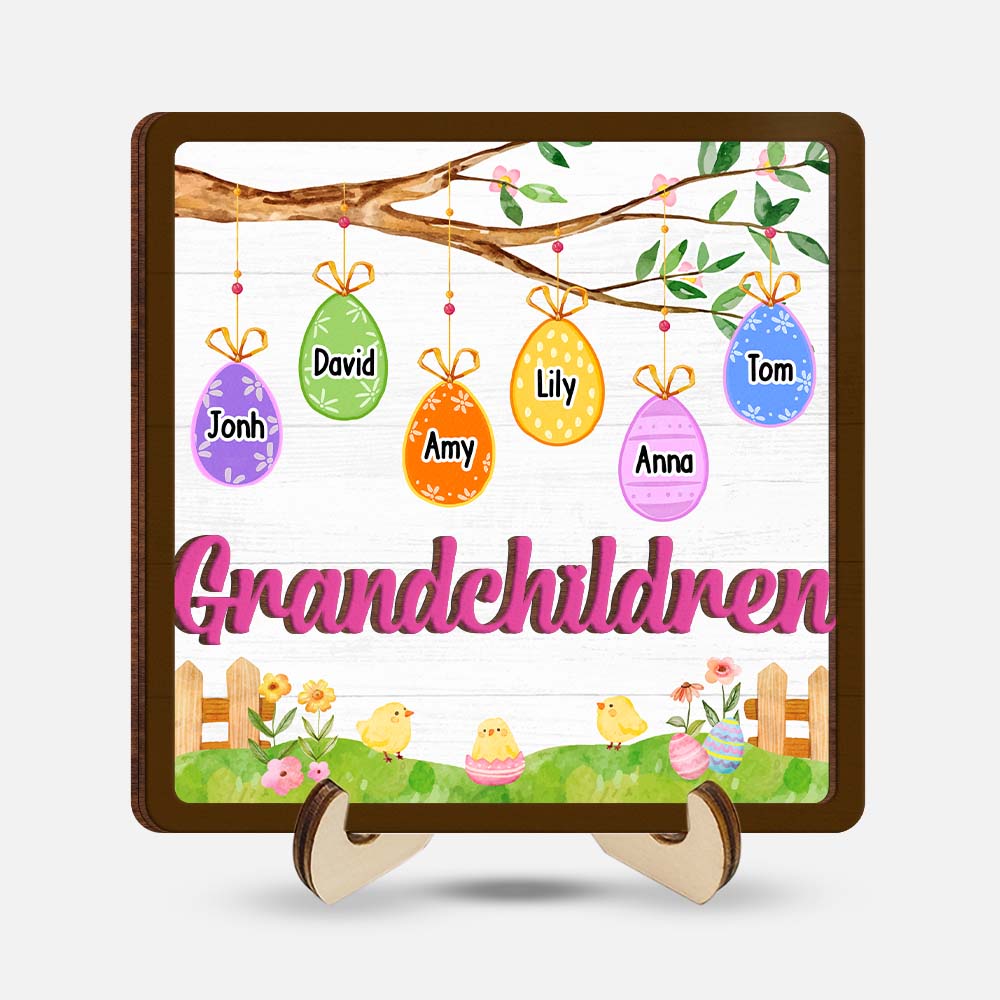 Personalized Gift For Grandma Easter Egg 2 Layered Wooden Plaque 31715 Primary Mockup