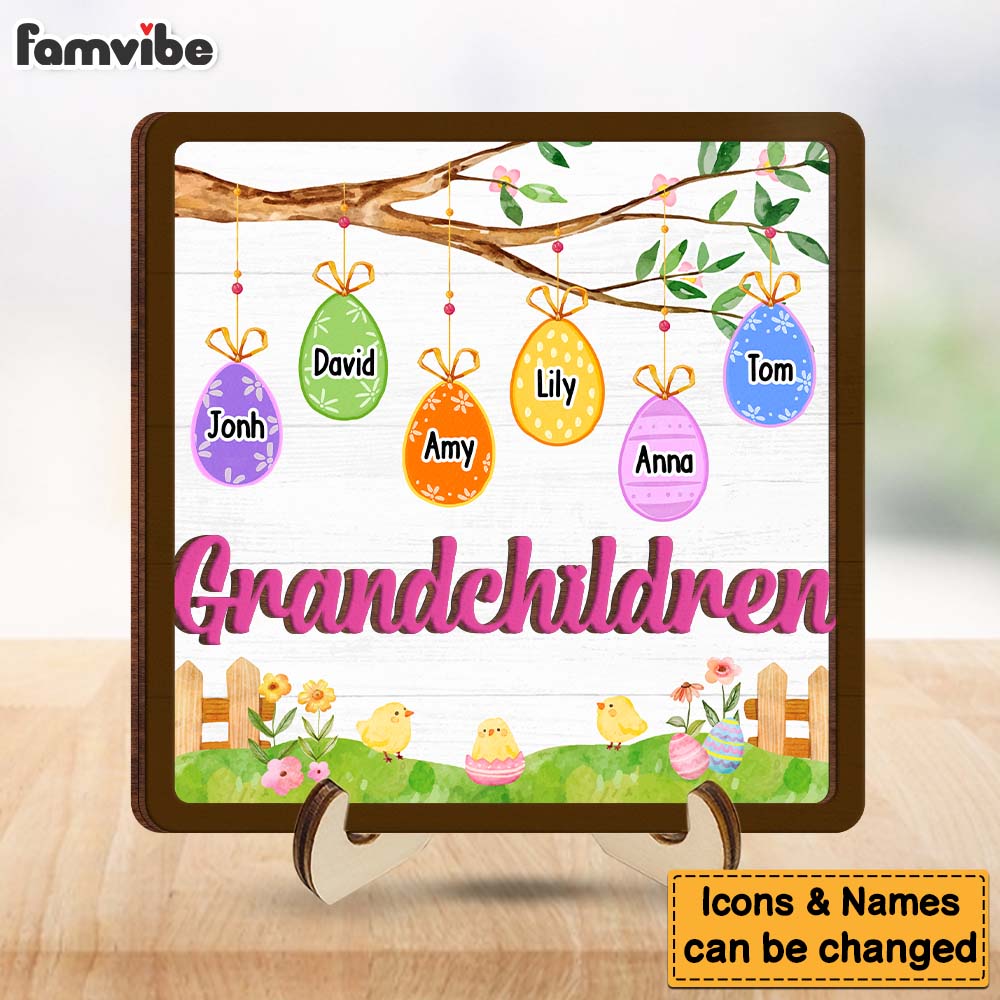 Personalized Gift For Grandma Easter Egg 2 Layered Wooden Plaque 31715 Primary Mockup