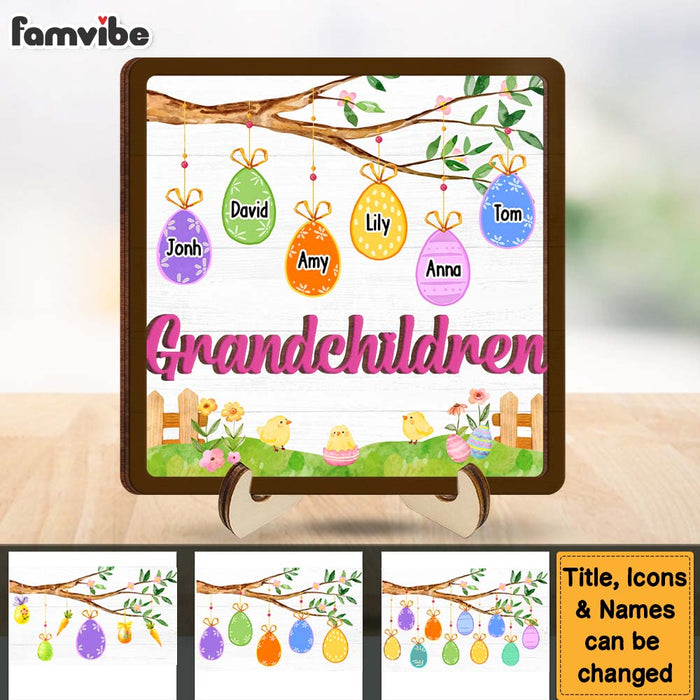 Personalized Gift For Grandma Easter Egg 2 Layered Wooden Plaque 31715 1