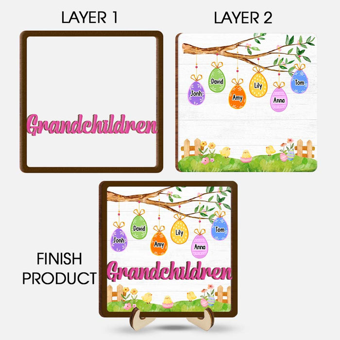 Personalized Gift For Grandma Easter Egg 2 Layered Wooden Plaque 31715 1