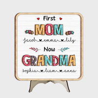 Personalized Gift For First Now Grandma 2 Layered Separate Wooden Plaque 31718 thumb 1
