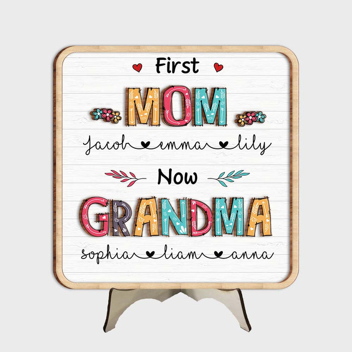 Personalized Gift For First Now Grandma 2 Layered Separate Wooden Plaque 31718 1