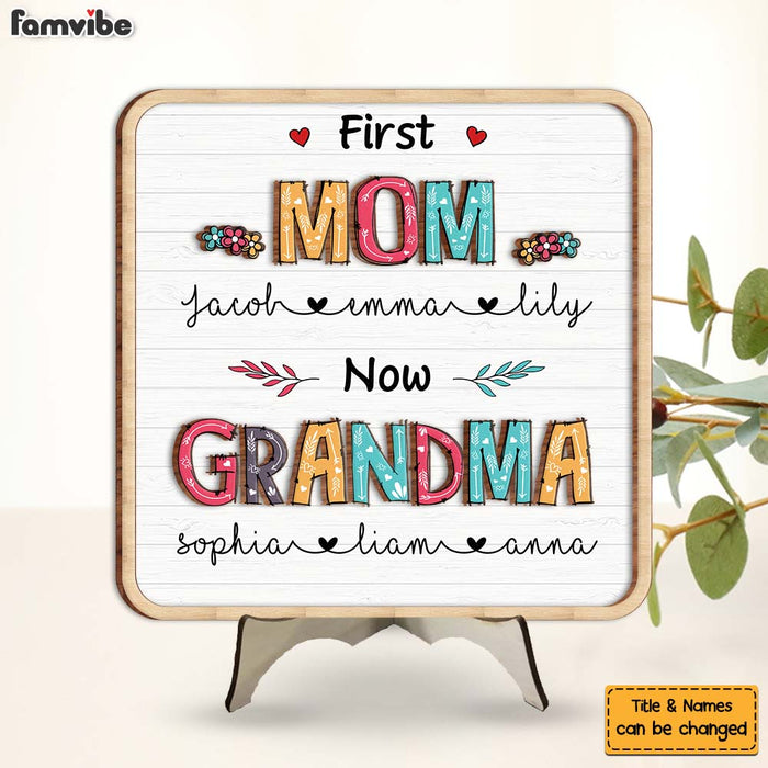 Personalized Gift For First Now Grandma 2 Layered Separate Wooden Plaque 31718 1