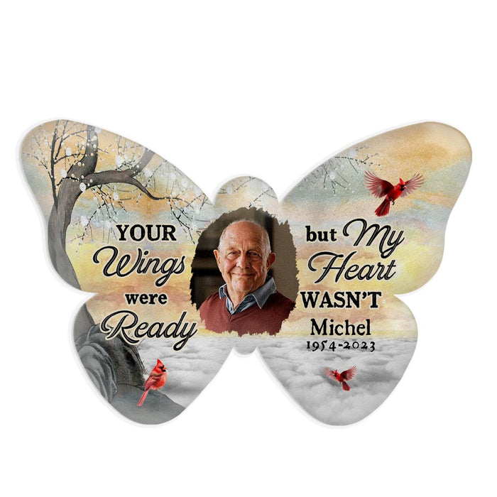 Personalized Memorial Gift Your Wings Were Ready But My Heart Was Not Shaped Pillow 31724 1