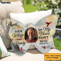 Personalized Memorial Gift Your Wings Were Ready But My Heart Was Not Shaped Pillow 31724 thumb 1