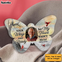 Personalized Memorial Gift Your Wings Were Ready But My Heart Was Not Shaped Pillow 31724 thumb 1