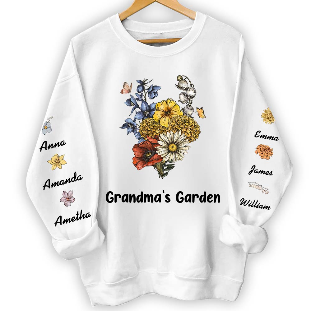 Personalized Gift For Grandma's Garden Unisex Sleeve Printed Standard Sweatshirt 31732 Primary Mockup