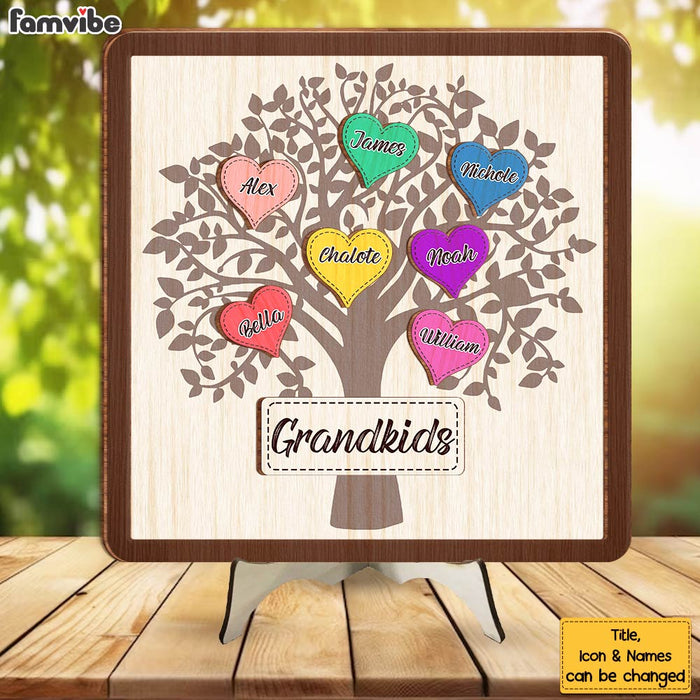 Personalized Gift For Grandma Grandkids Heart Tree 2 Layered Separate Wooden Plaque 31737 1