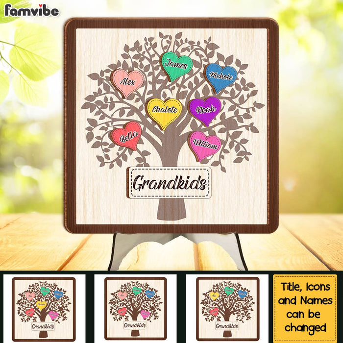 Personalized Gift For Grandma Grandkids Heart Tree 2 Layered Separate Wooden Plaque 31737 1