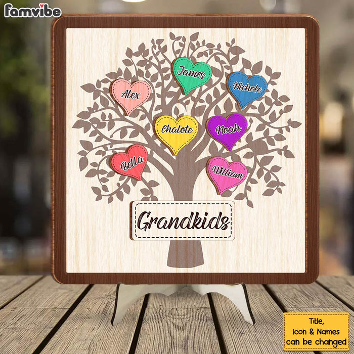 Personalized Gift For Grandma Grandkids Heart Tree 2 Layered Separate Wooden Plaque 31737 1