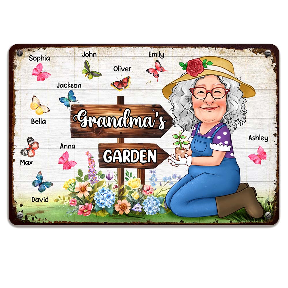 Personalized Gift For Grandma Garden Butterflies Metal Sign 31738 Primary Mockup