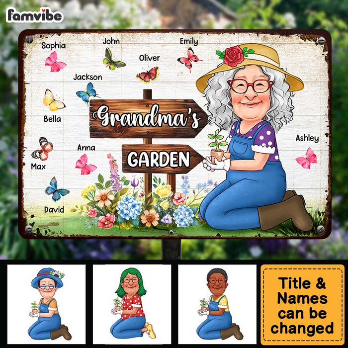 Personalized Gift For Grandma Garden Butterflies Metal Sign 31738 1