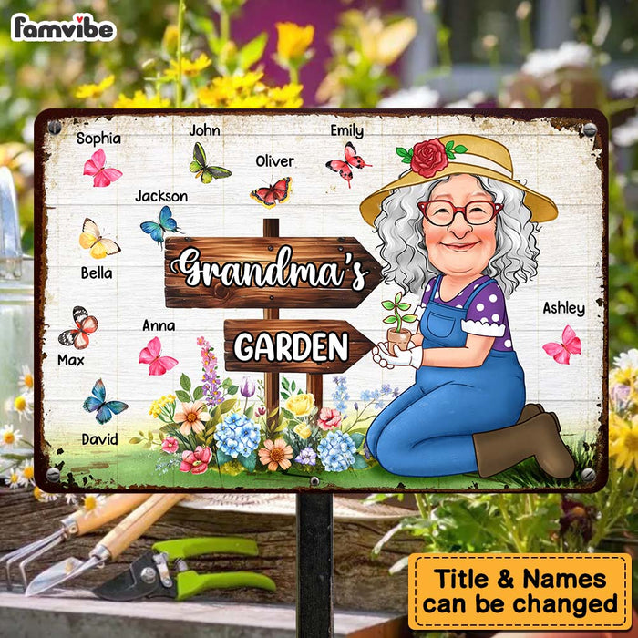 Personalized Gift For Grandma Garden Butterflies Metal Sign 31738 1