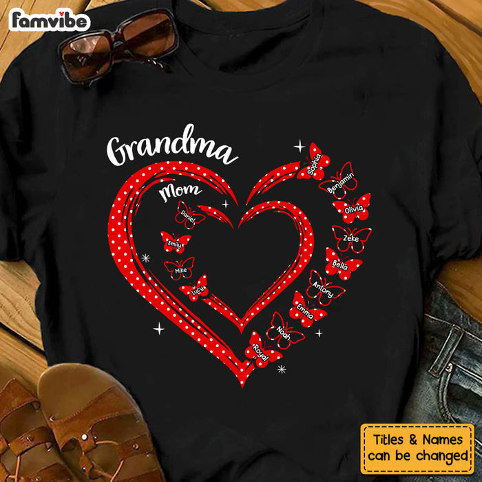 Personalized Gift For Grandma Butterfly Heart Polka Dot Shirt - Hoodie - Sweatshirt 31756 1