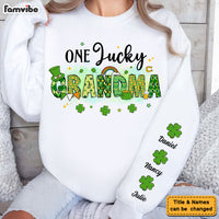 Personalized Gift For Grandma St. Patrick's Day Lucky Clover Unisex Sleeve Printed Standard Sweatshirt 31757 thumb 1