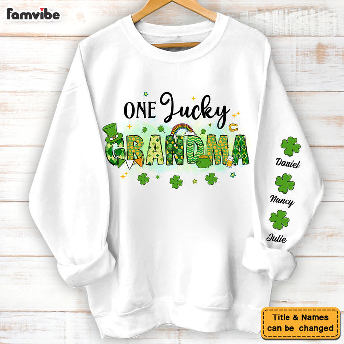 Personalized Gift For Grandma St. Patrick's Day Lucky Clover Unisex Sleeve Printed Standard Sweatshirt 31757 1