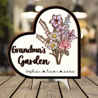 Personalized Grandma Gift Grandma's Garden 2 Layered Separate Wooden Plaque 31764 thumb 1