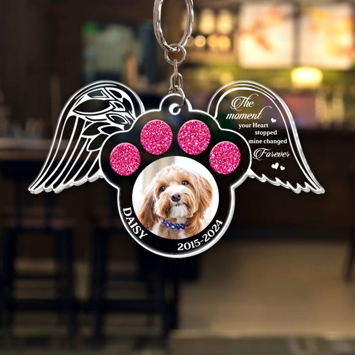 Personalized Dog Memorial Photo The Moment Your Heart Stopped Acrylic Keychain 31769 1