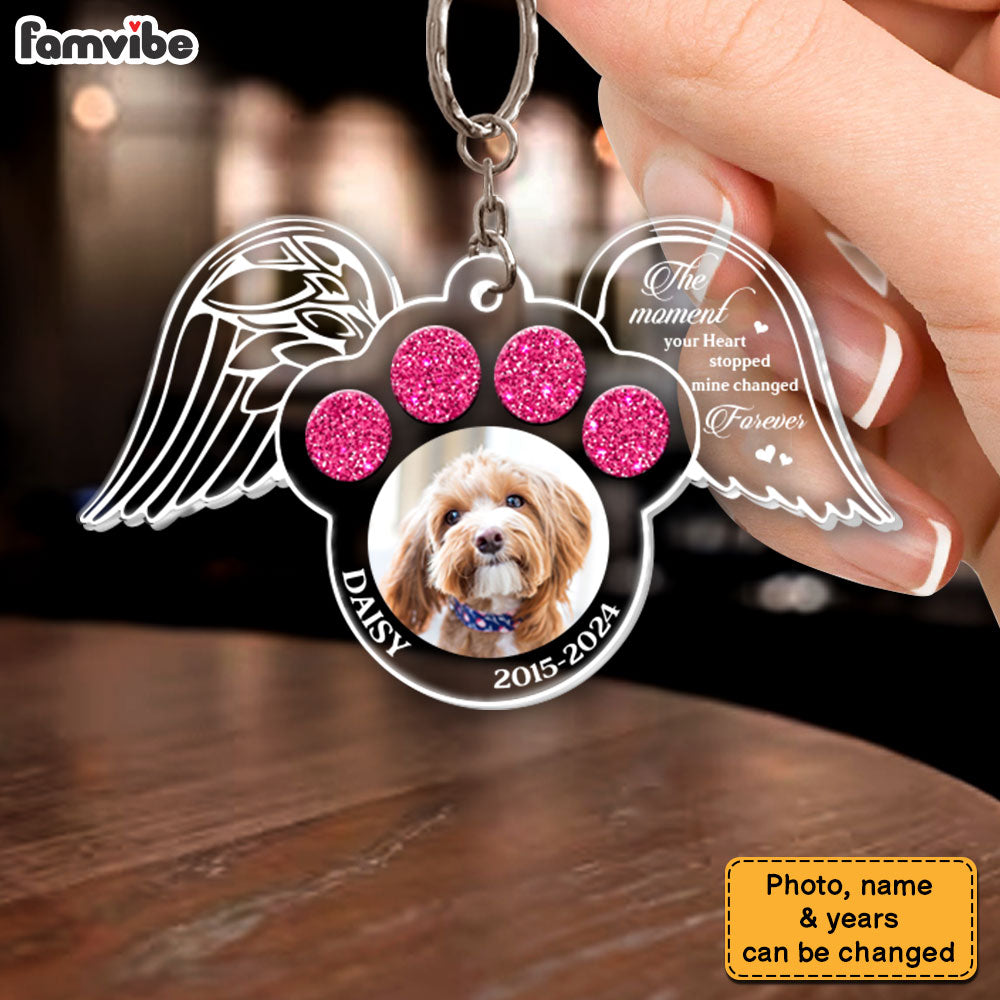 Personalized Dog Memorial Photo The Moment Your Heart Stopped Acrylic Keychain 31769 Primary Mockup
