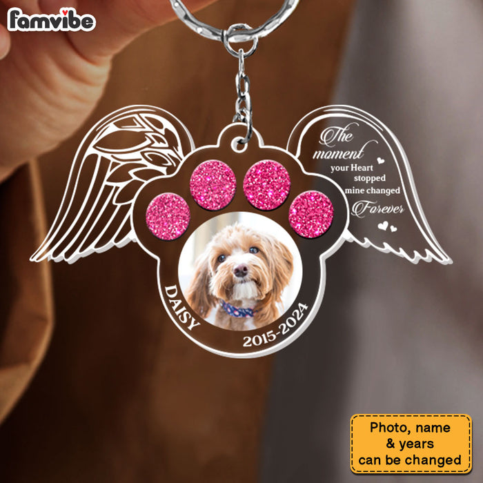 Personalized Dog Memorial Photo The Moment Your Heart Stopped Acrylic Keychain 31769 1