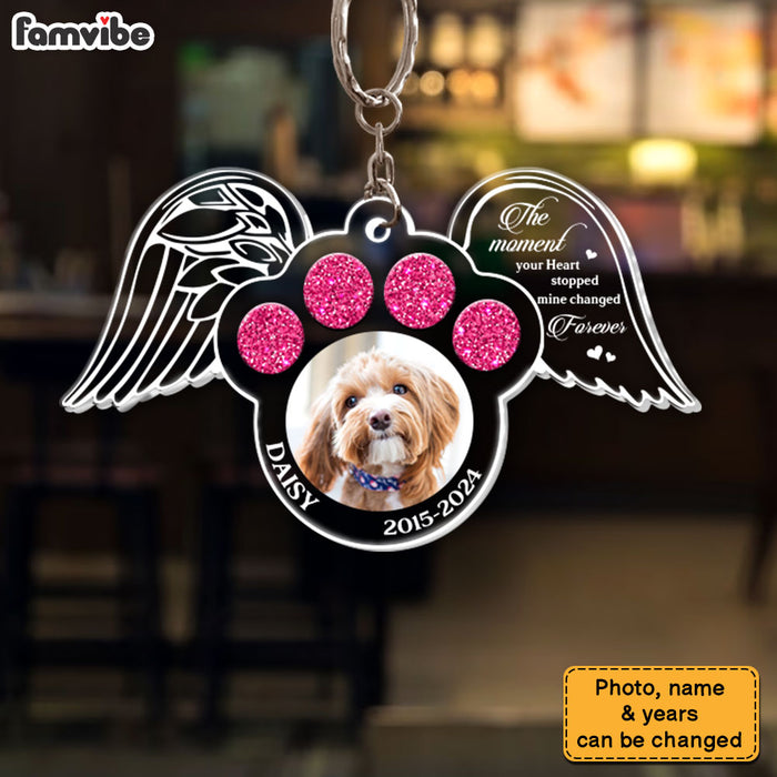 Personalized Dog Memorial Photo The Moment Your Heart Stopped Acrylic Keychain 31769 1