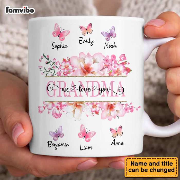 Personalized Gift For Grandma Floral Butterfly Mug 31778 1