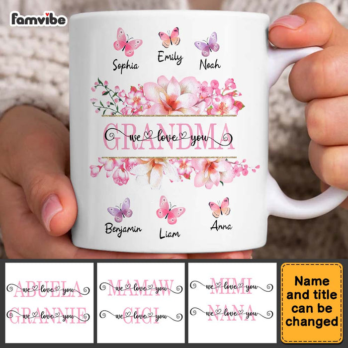 Personalized Gift For Grandma Floral Butterfly Mug 31778 1