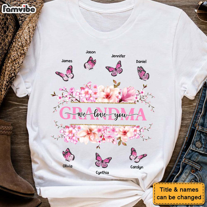 Personalized Gift For Grandma Floral Butterfly Shirt - Hoodie - Sweatshirt 31779 1