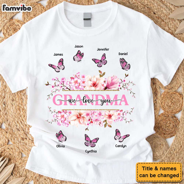 Personalized Gift For Grandma Floral Butterfly Shirt - Hoodie - Sweatshirt 31779 1