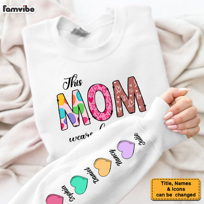 Personalized Mom Wears Her Heart Unisex Sleeve Printed Standard Sweatshirt 31783 1