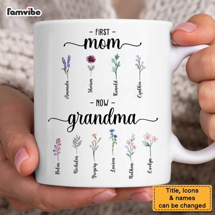 Personalized Gift For Grandma First Mom Flowers Mug 31790 1
