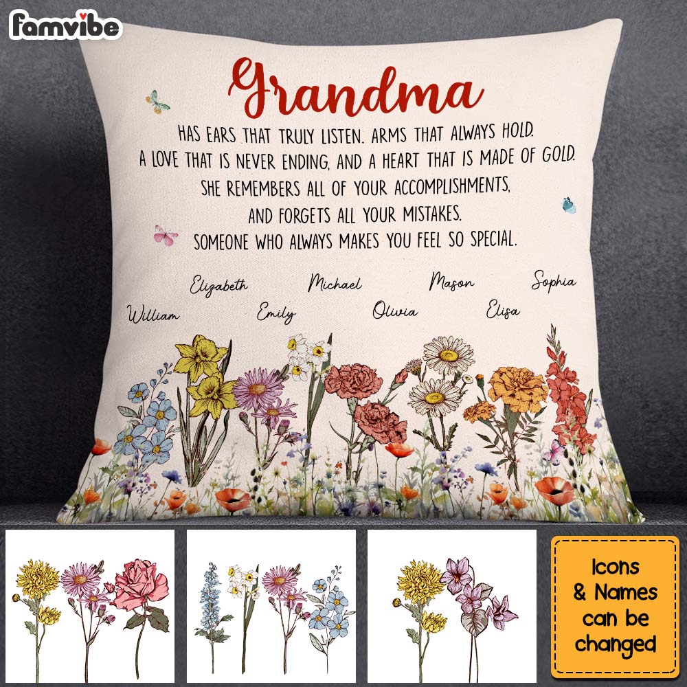 Personalized Gift For Grandma Garden Pillow 31792 Primary Mockup