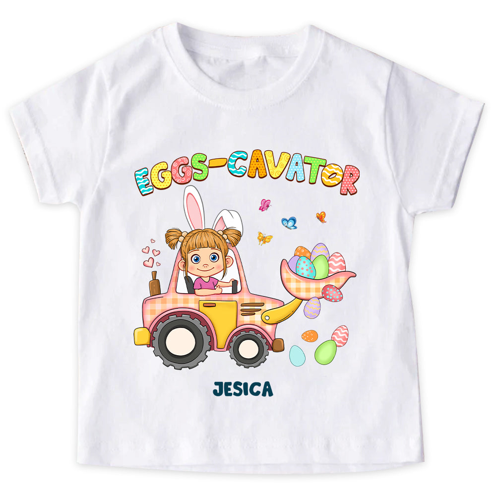 Personalized Easter Gift For Granddaughter Eggs-Cavator Kid T Shirt - Kid Hoodie - Kid Sweatshirt 31801 Mockup Black