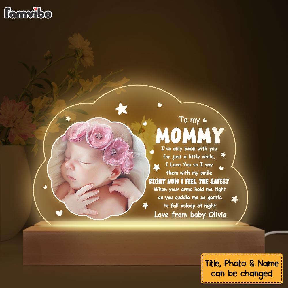 Personalized Baby 1st Mother's Day I Feel The Safest Plaque LED Lamp Night Light 31815 Primary Mockup