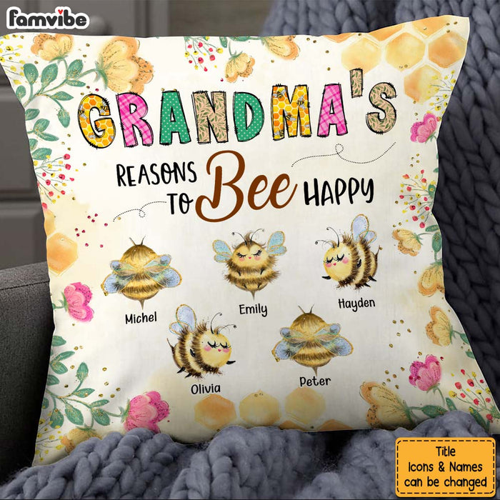 Personalized Grandma Bee Happy Pillow 31832 1