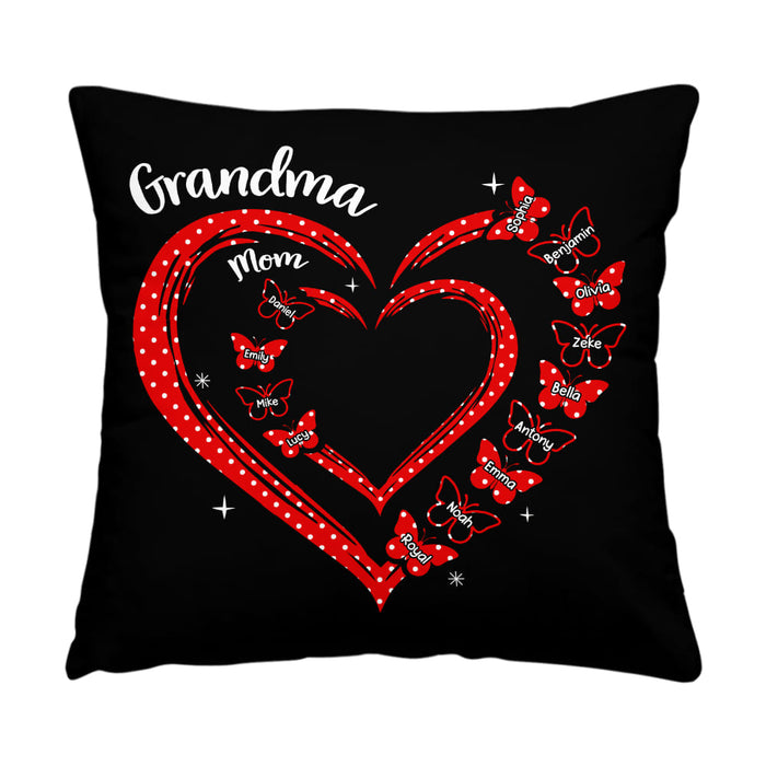 Personalized Gift For Grandma Butterfly Heart Polka Dot Pillow 31845 1
