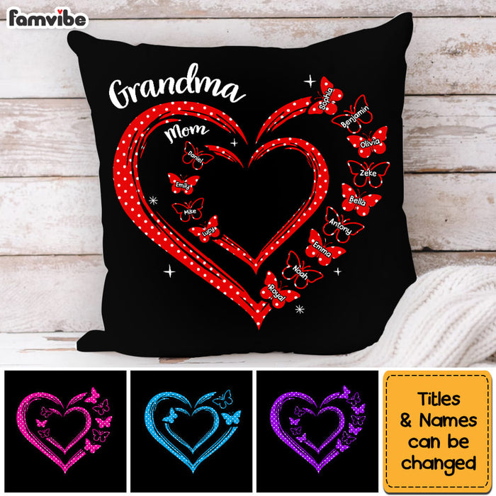 Personalized Gift For Grandma Butterfly Heart Polka Dot Pillow 31845 1