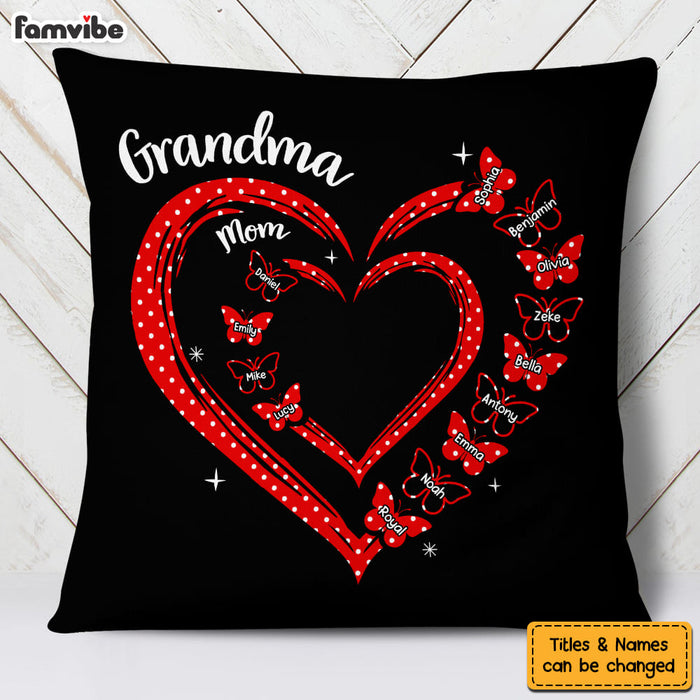 Personalized Gift For Grandma Butterfly Heart Polka Dot Pillow 31845 1