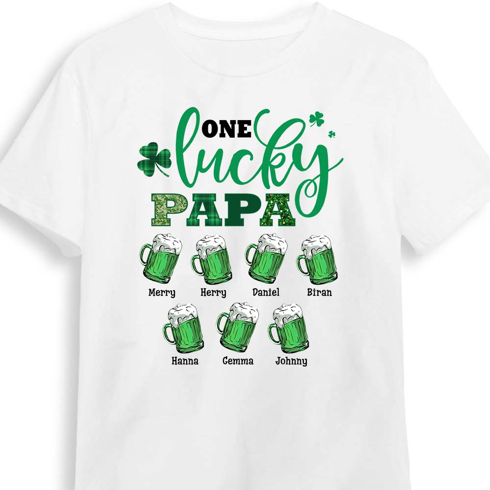 Personalized Gift For Grandpa Dad Patricks Day  One Lucky Papa Shirt Hoodie Sweatshirt 31876 Primary Mockup