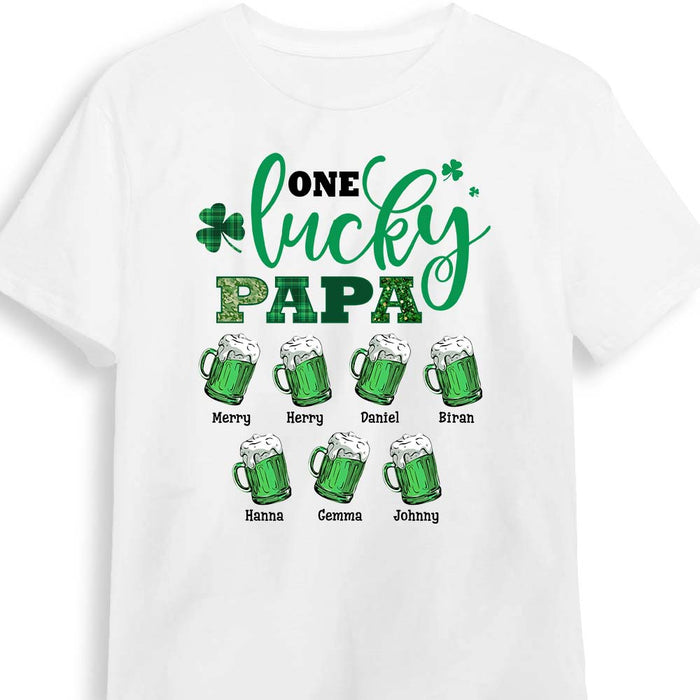 Personalized Gift For Grandpa Dad Patricks Day  One Lucky Papa Shirt - Hoodie - Sweatshirt 31876 1