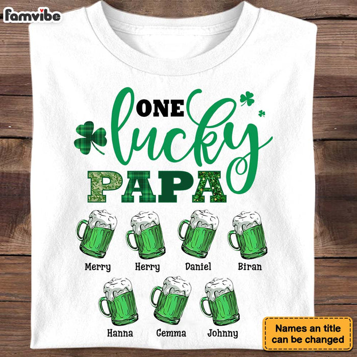 Personalized Gift For Grandpa Dad Patricks Day  One Lucky Papa Shirt - Hoodie - Sweatshirt 31876 1
