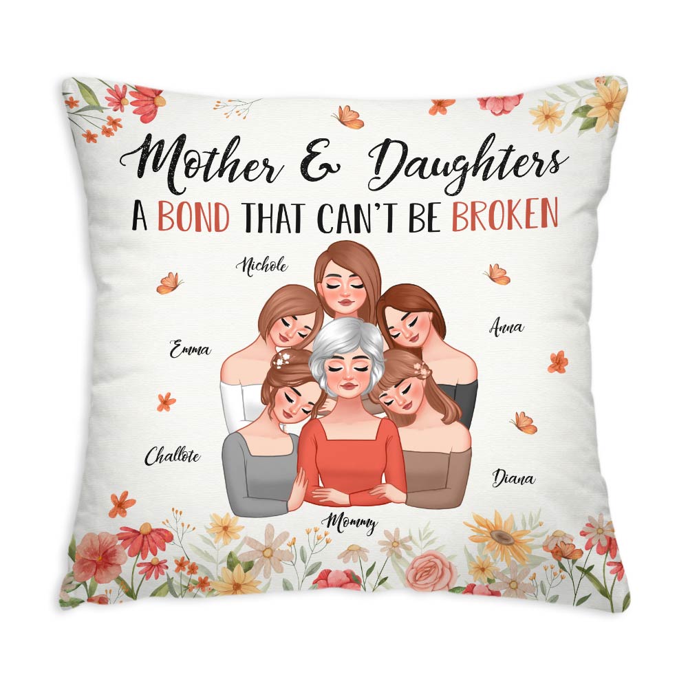 Personalized Mother's Day Gift Mother & Daughters A Bond That Can't Be Broken Pillow 31879 Primary Mockup