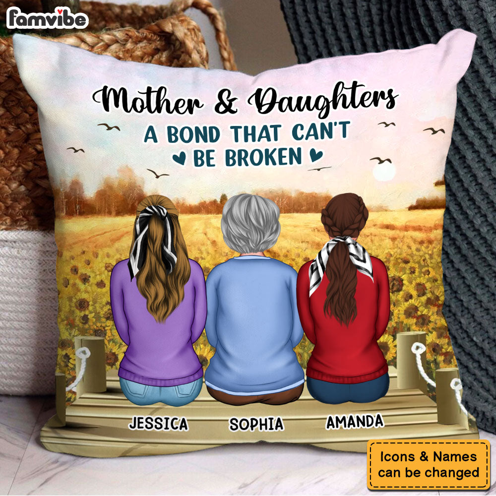Personalized Gift For Mom Daughter A Bond That Can't Be Broken Pillow 31881 Primary Mockup